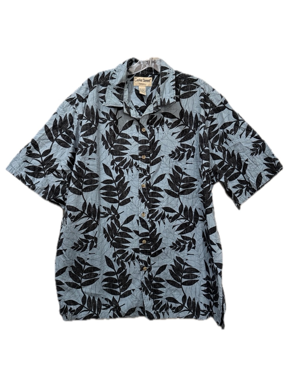 Cooke Street XL 100% Cotton Blue Short Sleeve Button Down Hawaiian Shirt B12